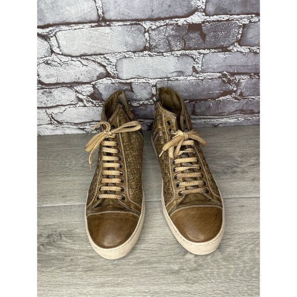 Calzoleria Toscana Brown Leather Lace Up High Top Sneakers Men’s Sz 43EU/10M US - Picture 2 of 16